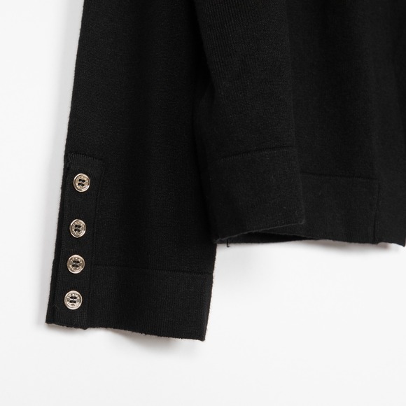 Tommy Hilfiger Black Open Front Cardigan Sweater Gold Button Detail‎ Size Large - Picture 7 of 12